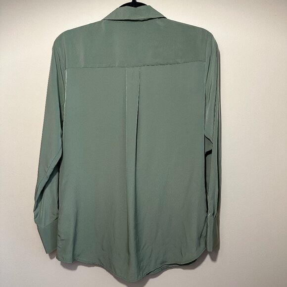 Women's Nine West Drapey Button Down Shirt Color: Camden Green, Small NWT - Picture 3 of 10